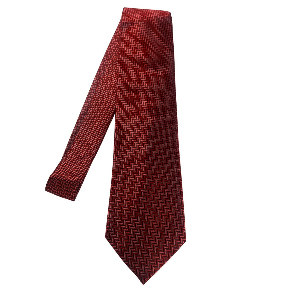 Paul Fredrick Red Geometric Silk Necktie Men Formal Business NWT